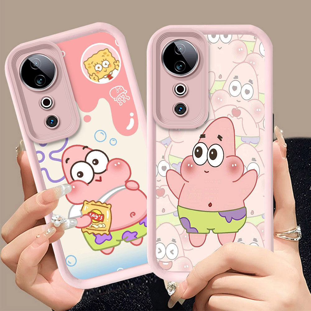 Q-5 SpongeBob ขาวดำเคสโทรศัพท์หรับ VIVO V50 V40 V50E 5G ปกสีชมพู