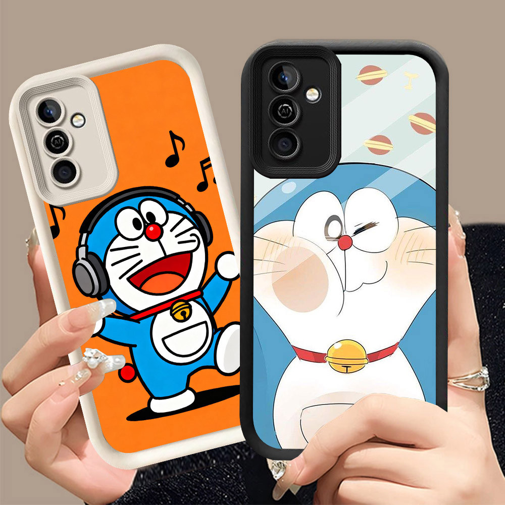 Q-6 Doraemon cute ขาวดำเคสโทรศัพท์หรับ Samsung A54 A56 A36 A37 A55 A35 A16 5G ปกสีชมพู