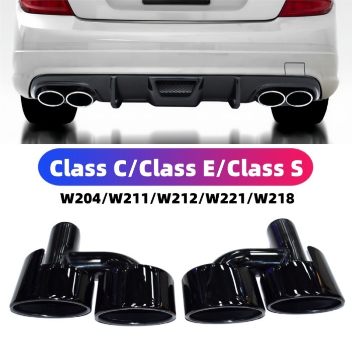 For Mercedes-Benz C-Class, E-Class, S-Class Exhaust Tailpipe Upgrade, C63 E63 S63 AMG Oval Muffler,
