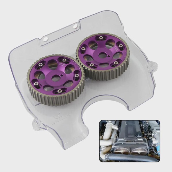 Red/Blue/Purple Cam Pulleys + Cam Cover For Toyota Supra JZA70 90-93 Mark II/Cresta/Chaser JZX81 90