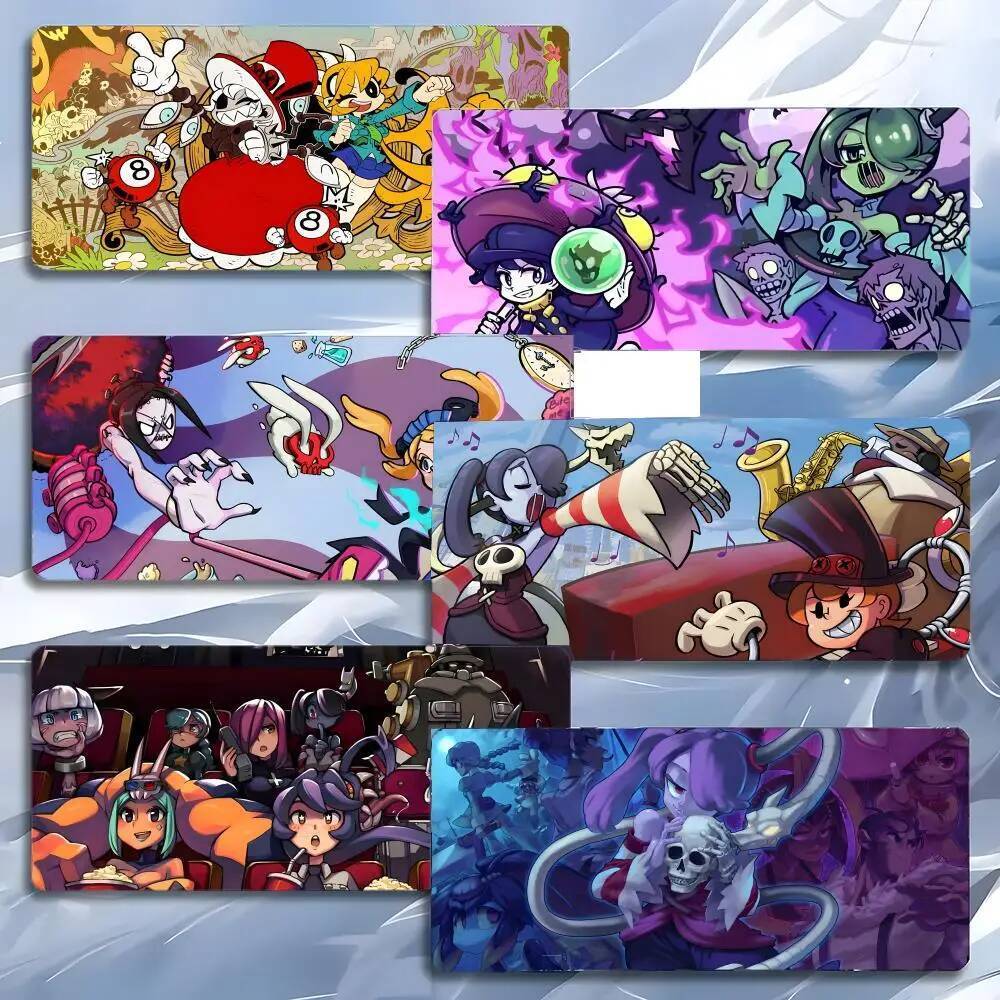 เกมต่อสู้ S-Skullgirls Mousepad แผ่นรองเมาส์สําหรับเล่นเกมขนาดใหญ่ LockEdge หนา PC Table Mat