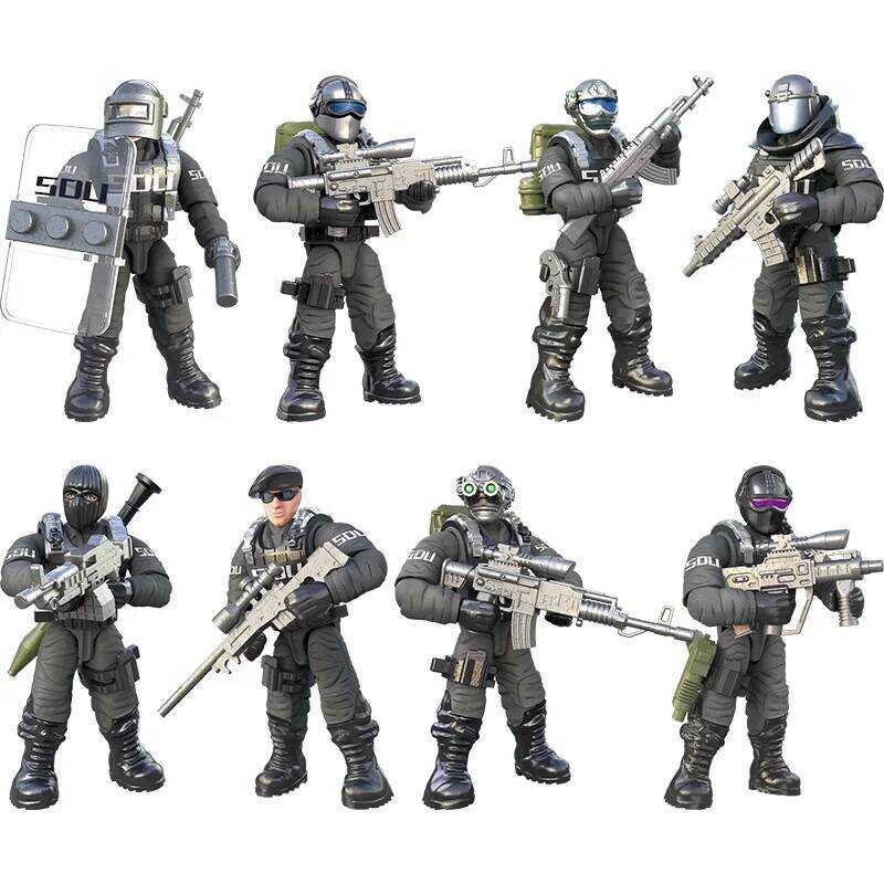 Army World War SWAT Soldiers Police Figures Building Blocks Bricks Learning Toys For Children Gift