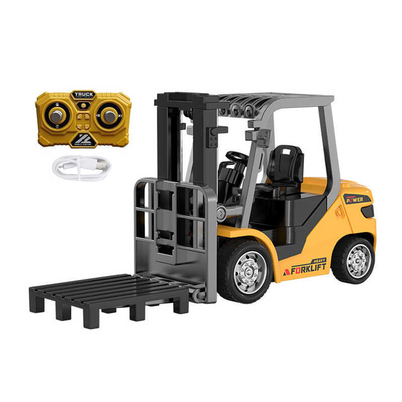 tachments Truck with Hook Mini Remote Control Forklift Toy 1/64 Scale Alloy Rc Construction Vehicle