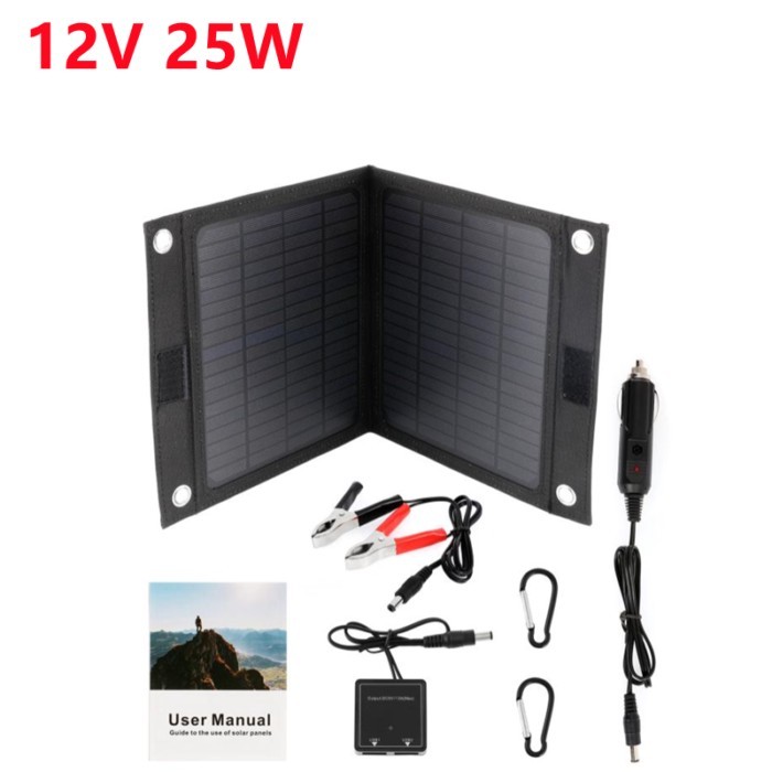 12V 25W Outdoor Portable  Folding Solar Cells Charger Foldable Solar Panel Charger Mobile Power Ban