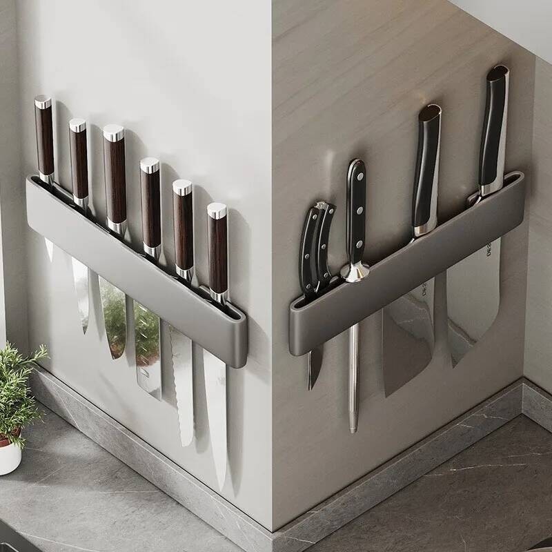 Modern Minimalism Wall-Mounted Kitchen Multi-Functional Shelf Simple Knife Holder Storage Organizer 
