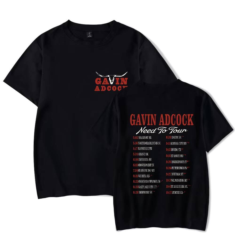 Gavin Aock Need to Tour 2026 2D ฤดูร้อน Harajuku Mens เสื้อยืดแขนสั้น Mens Street Wear เสื้อผ้า