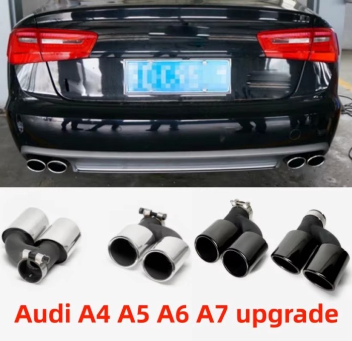 A4 A5 A6 A7 S4 S5 S6 S7 Stainless Steel Rear Exhaust Pipe Black Muffler Tip 4-Outlet Set 60mm Tailp