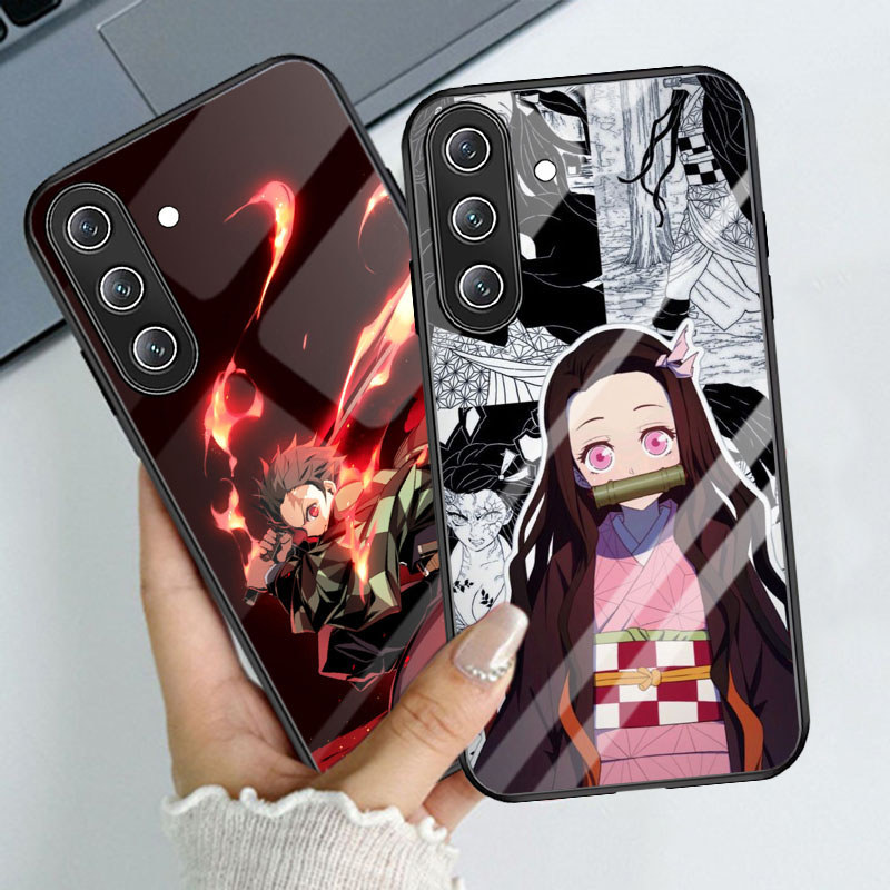 SAMSUNG T-8 Demon SlayerกระจกนิรภัยกรณีสําหรับSamsung A05S M17 A15 A24 A04S A14 A17 A56 A16 5Gกรณี