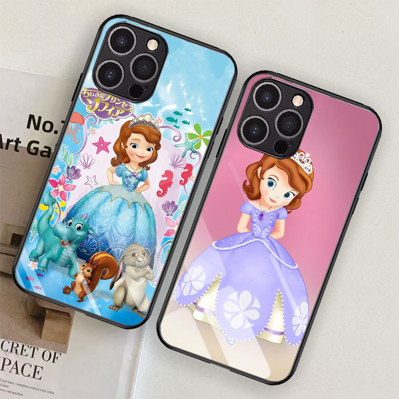 T-29 Sofia the First เคสกระจกนิรภัยสําหรับ iPhone XS XR 16 15 X Plus Pro Max Case