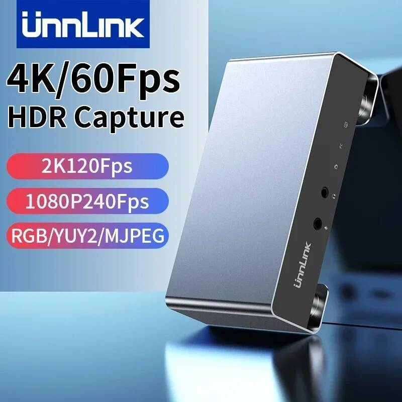 ใหม่ Unnlink 4K 60Fps การ์ดจับภาพวิดีโอ USB C 3.1 HDMI 2K 120Fps สตรีมมิ่งและเกม RGB HDR Passthrough