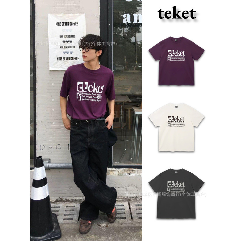 [] เกาหลี teket แขนสั้นหญิง Park Kyeong สไตล์เดียวกันผ้าฝ้ายแท้หลวมอเมริกันย้อนยุครอบคอผ้าฝ้ายแท้ T 