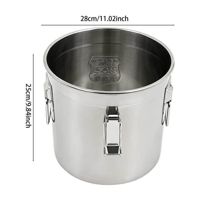 eel Storage Bucket 12L, Metal Canister For Rice Flour Cereal Spices, 304 Cylindrical Container, For
