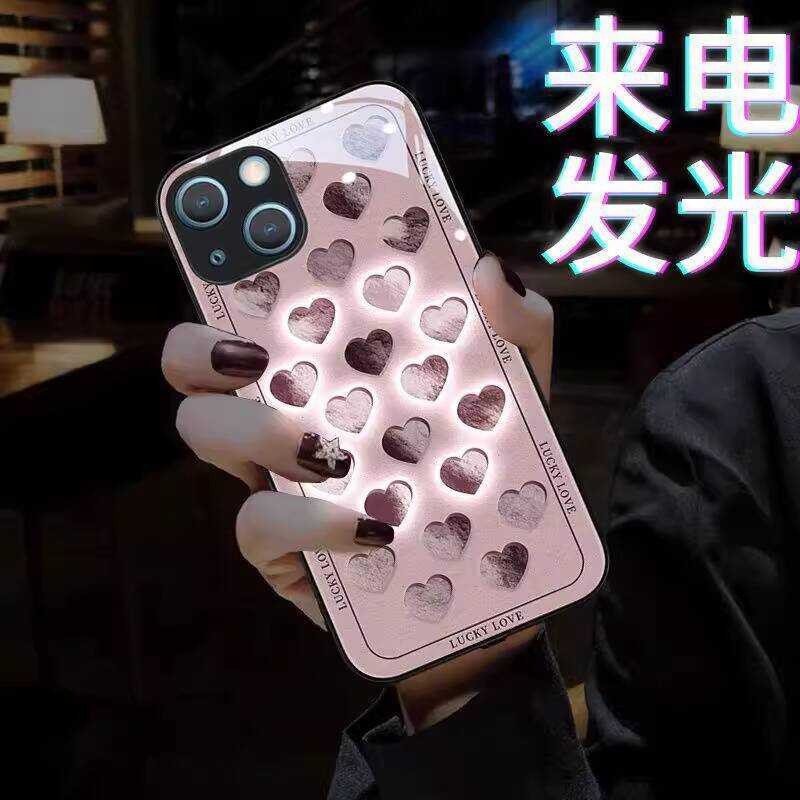 เหมาะสําหรับ Apple 13 Call Luminous iphe12pro สไตล์ใหม่ 15plus Love Heart 14pro คู่เคสโทรศัพท์ 11 wi