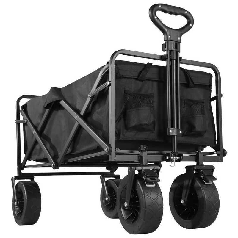 C Collapsible Folding Utility Beach Wagon Cart Heavy Duty Large Capacity Fold Wagon Outdoor Trolley
