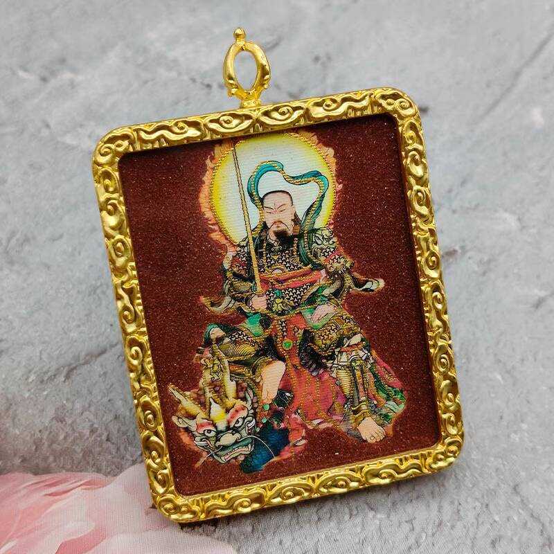 จี้ Zhang Tianshi ดีไซน์พิเศษ สร้อยคอโลหะผสมสี่เหลี่ยมแร่รูปแบบทราย ออกแบบตามหลักภูมิปัญญาตะวันออกเช