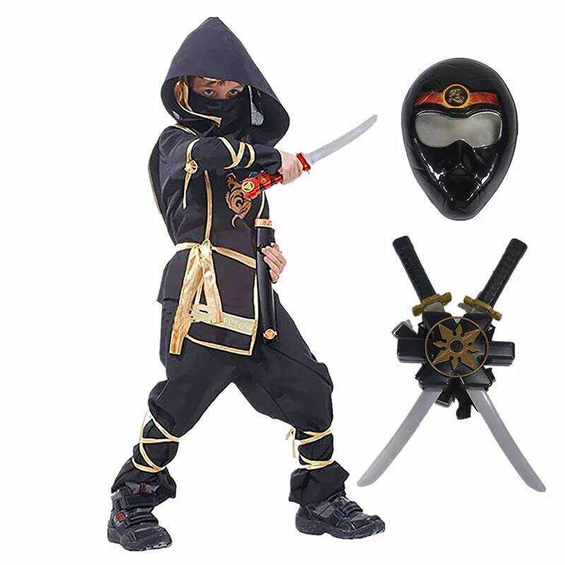 C Black Ninja Costume Anime Ninja Toy Set Fighting Samurai Costume Children's Holiday Best Gift