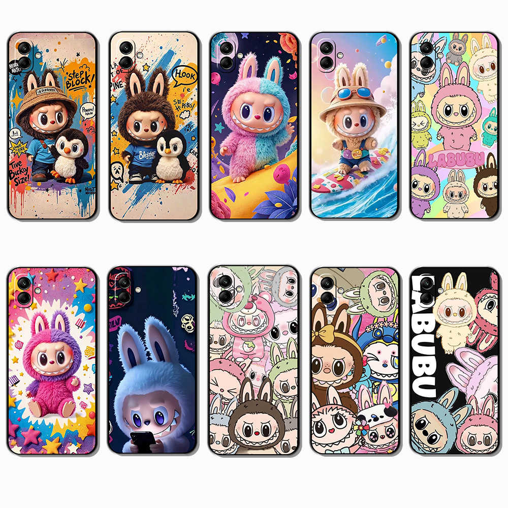 SAMSUNG เคสโทรศัพท์สีดํานุ่มสําหรับSamsung A03S A03 A04 A04E A04S A05 A05S A06 labubu Cover