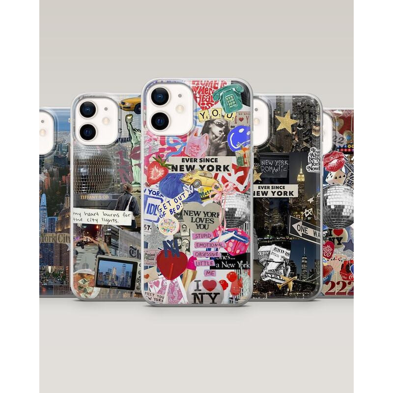 (สต็อกในไทย) (สต็อกในไทย) เคสโทรศัพท์ลายคอลลาจนิวยอร์ก กันกระแทก ป้องกันรอยขีดข่วน เคส TPU นุ่ม สำหร