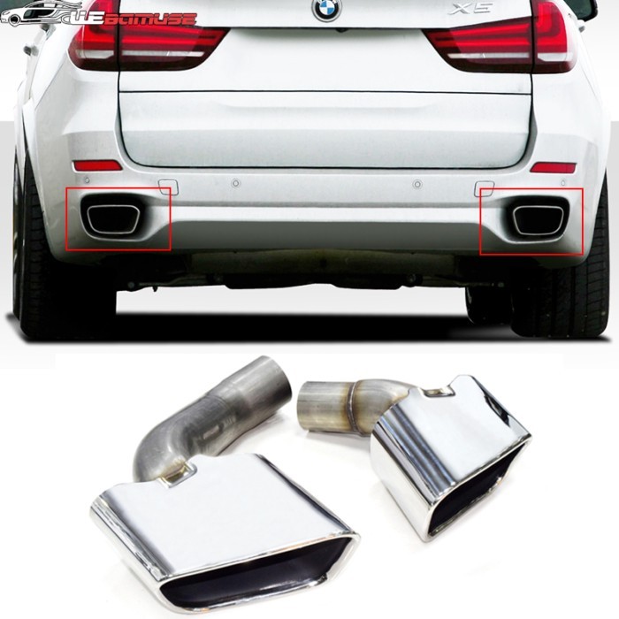 For BMW X5 F15 X6 F15 Exhaust Muffler Conversion MT Bumper Square Tailpipe Stainless Steel Black Ex