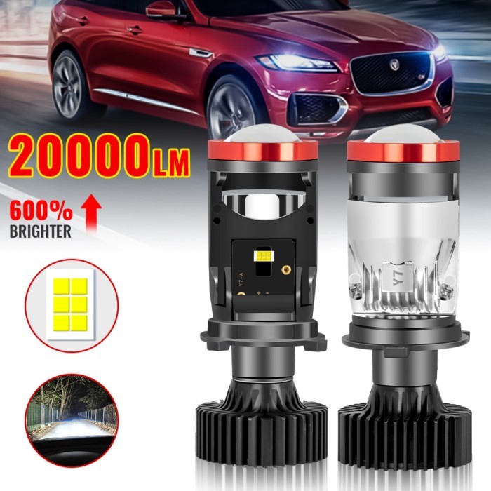 Y7 H4 LED Projector Lens Mini H4 LED Lenses led Auto Headlight Bulbs High Low Beam Canbus Turbo Fan