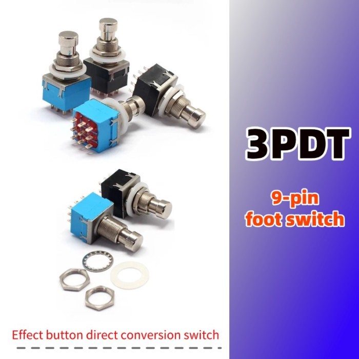 3PDT True Bypass Guitar Effects Pedal Stomp Box - 9 Pin Latching Foot Switch for Pedalboard