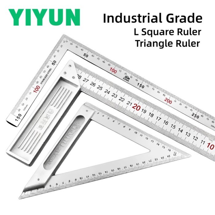 25cm 30cm 50cm Stainless Steel Square Ruler Aluminum Alloy Triangle Ruler Turning Ruler Woodworking