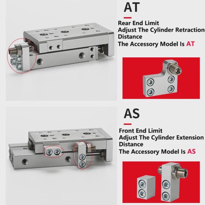 MXS Cylinder Limiter Limit - Pneumatic Accessories Guide Rail Slide MXS6/8/10/12/16/10/25 A/AS/AT