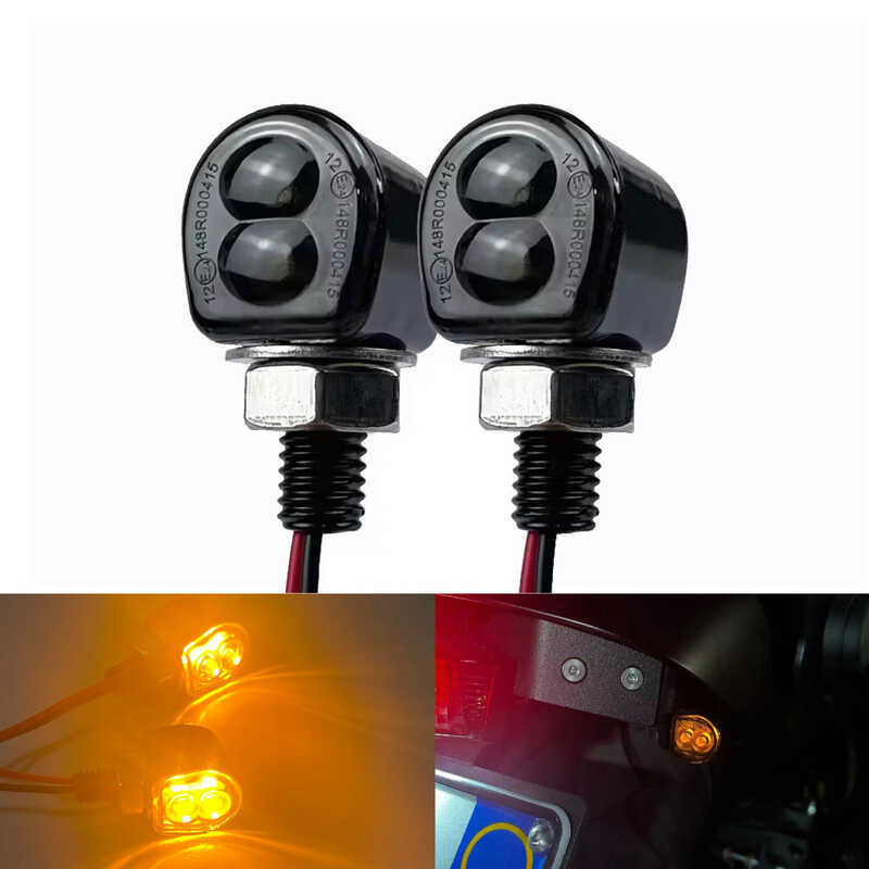 Emark Certified Motorcycle LED Mini Turn Signal Retro Motorcycle Signal Light ไฟเลี้ยวโลหะ
