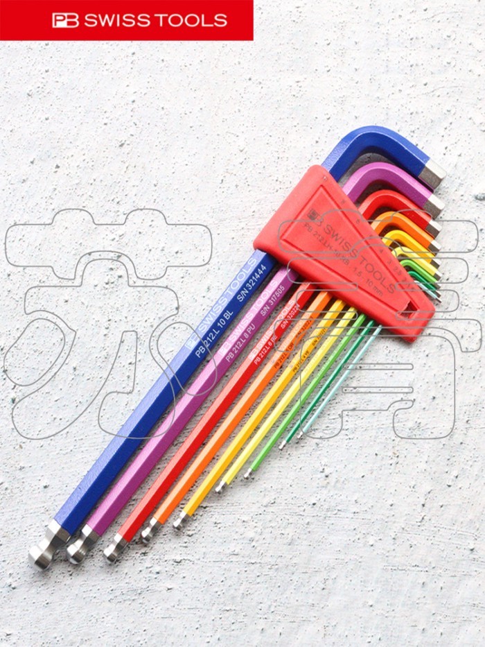 Swiss PB SWISS TOOLS ประแจหกเหลี่ยมหัวบอลขยาย PB 212.LH-5/6/10 RB