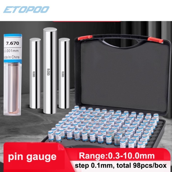 0.30-10.00mm Precision Steel Pin Gauge Set Smooth Plug Gauge Hole Gauge 50mm Pin Measuring Tool Ste