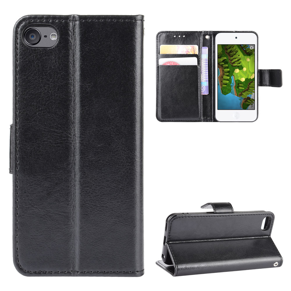 กระเป๋าสตางค์หนังสําหรับ iPod Touch 5 6 7 สําหรับ Iphone 6 6S 7 8 Plus Flip Card Slot เคสโทรศัพท์ฝาค