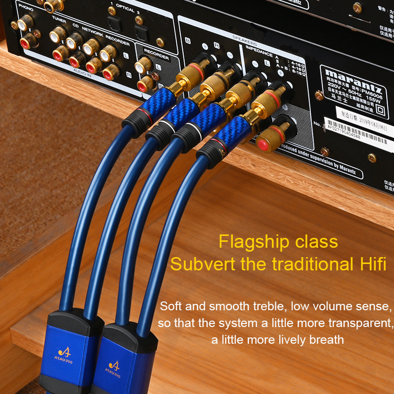 One คู่ OCC Silver-plated HiFi ลําโพง Flagship คาร์บอนไฟเบอร์ Gold Plated Banana Spade Convertible P