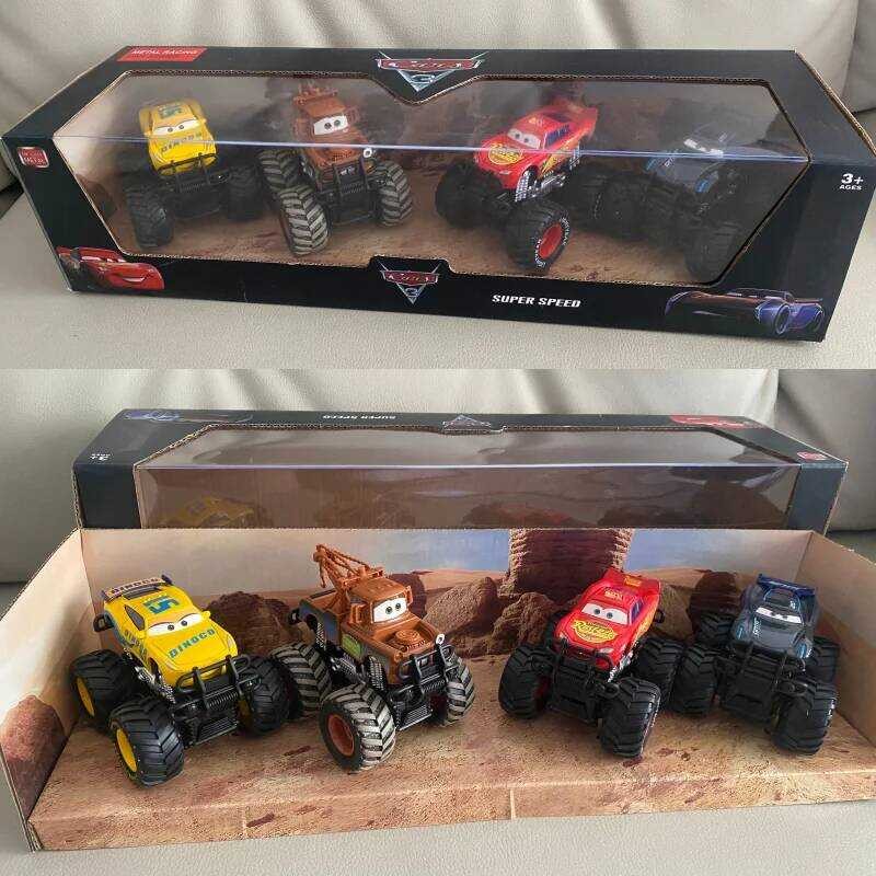 C Pixar Cars Off Road Vehicle Pullback Cars 4Pcs/Set Lighing Ueen Alloy Car Model Set Kids Birthday