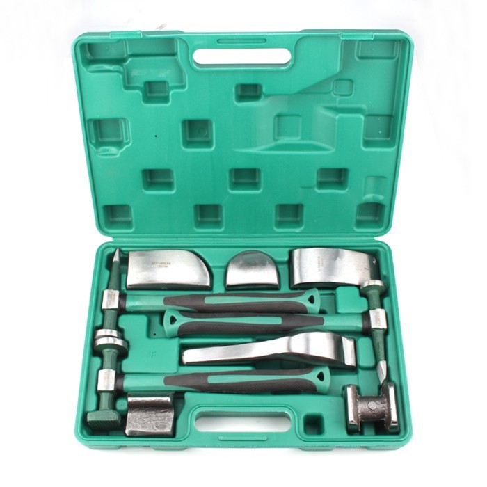 9PCS Set Sheet Metal Concave Repair Tools Auto Sheet Metal Hammer Set Flat Head Sheet Metal Tool Ho