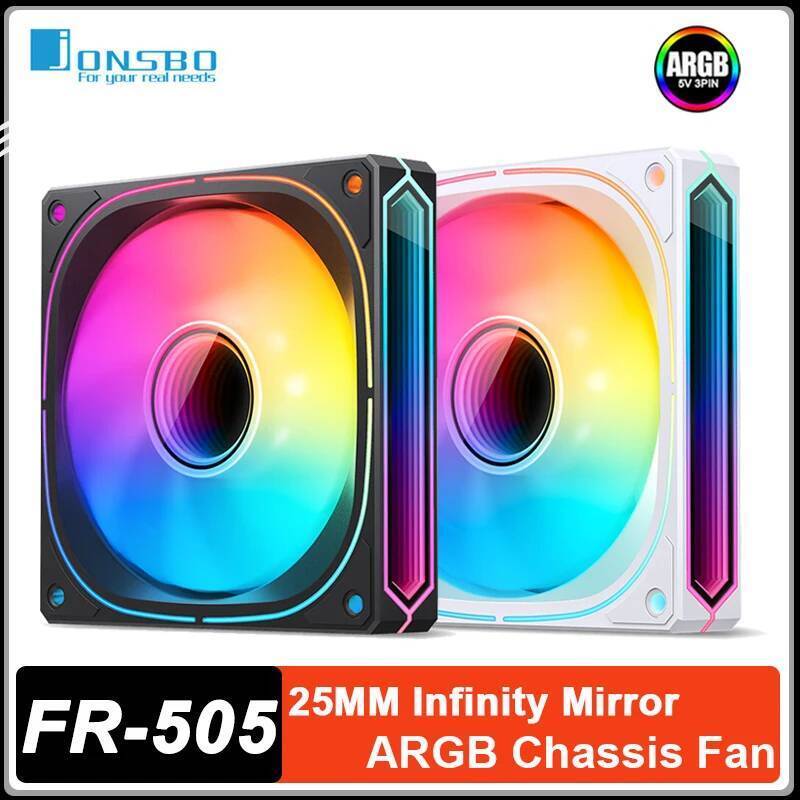 JONSBO FR-505 พัดลม 5V 3PIN ARGB Infinity Mirror Series 4PIN PWM Quiet CPU พัดลมระบายความร้อน