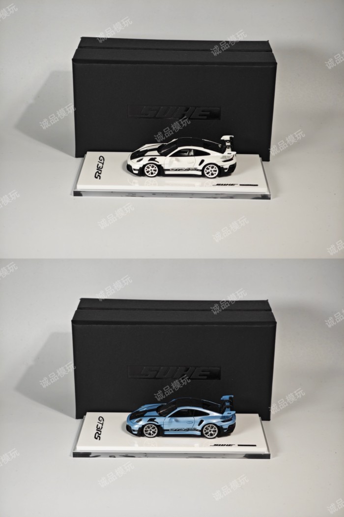 SUHE 1: 64 Porsche 1992 GT3 RS Panda GT Silver Metal Red Resin Car Model
