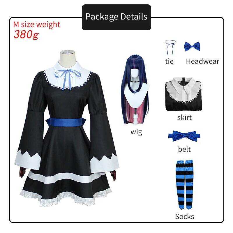with Garterbelt Younger Sister Any Stocking Cosplay Costume Gothic Maid Lolita Dress Wig Long Socks