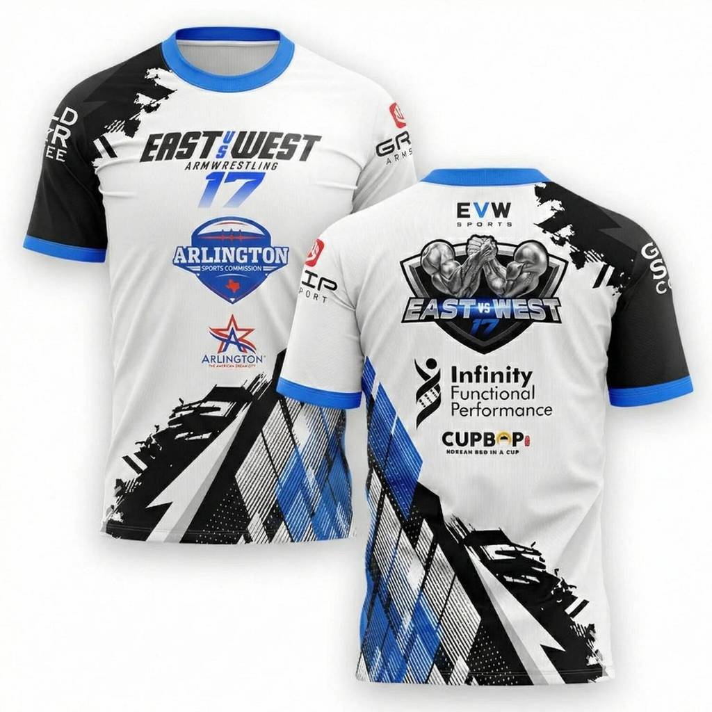ฤดูร้อนสไตล์ส่วนบุคคล The East vs West Series 16 ถึง 21 Armwrestling เสื้อยืด Atlantic City ผู้ชาย B