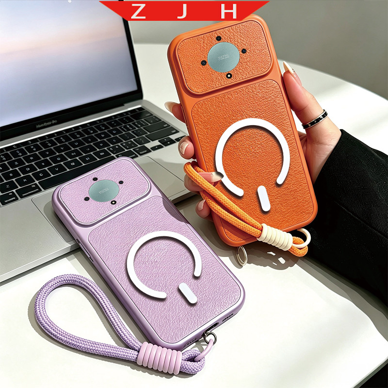 เหมาะสําหรับ Honor X9A X9B X9C X9 เคสโทรศัพท์ใหม่แม่เหล็กสีขาว C-ring กันกระแทกสีหน้าต่างขนาดใหญ่ปลอ