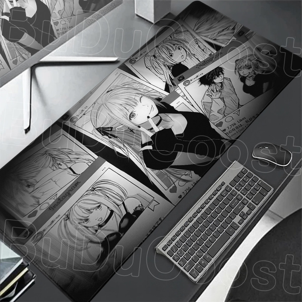 Kawaii Misa Amane แล็ปท็อป Office Deskmat ล้างทําความสะอาดได้ Gamer คีย์บอร์ดพรม XXL มังงะ Death Not