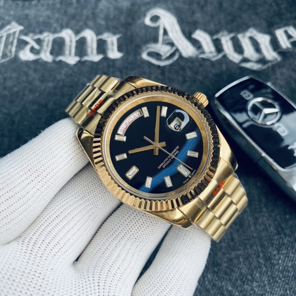 ยิงจริง❤ Simple Worker Log Series นาฬิกากลไกอัตโนมัติผู้ชายปฏิทินคู่สามมือเหล็กนาฬิกาข้อมือขาตั้ง We