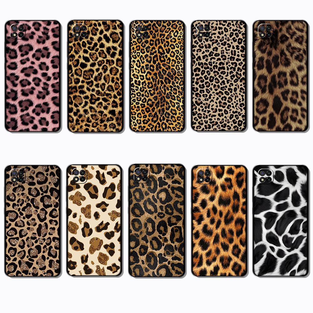 Xiaomi Redmi 10A 9C NFC 9 Poco C31 Leopard skin เคสโทรศัพท์สีดํานุ่มแฟชั่น