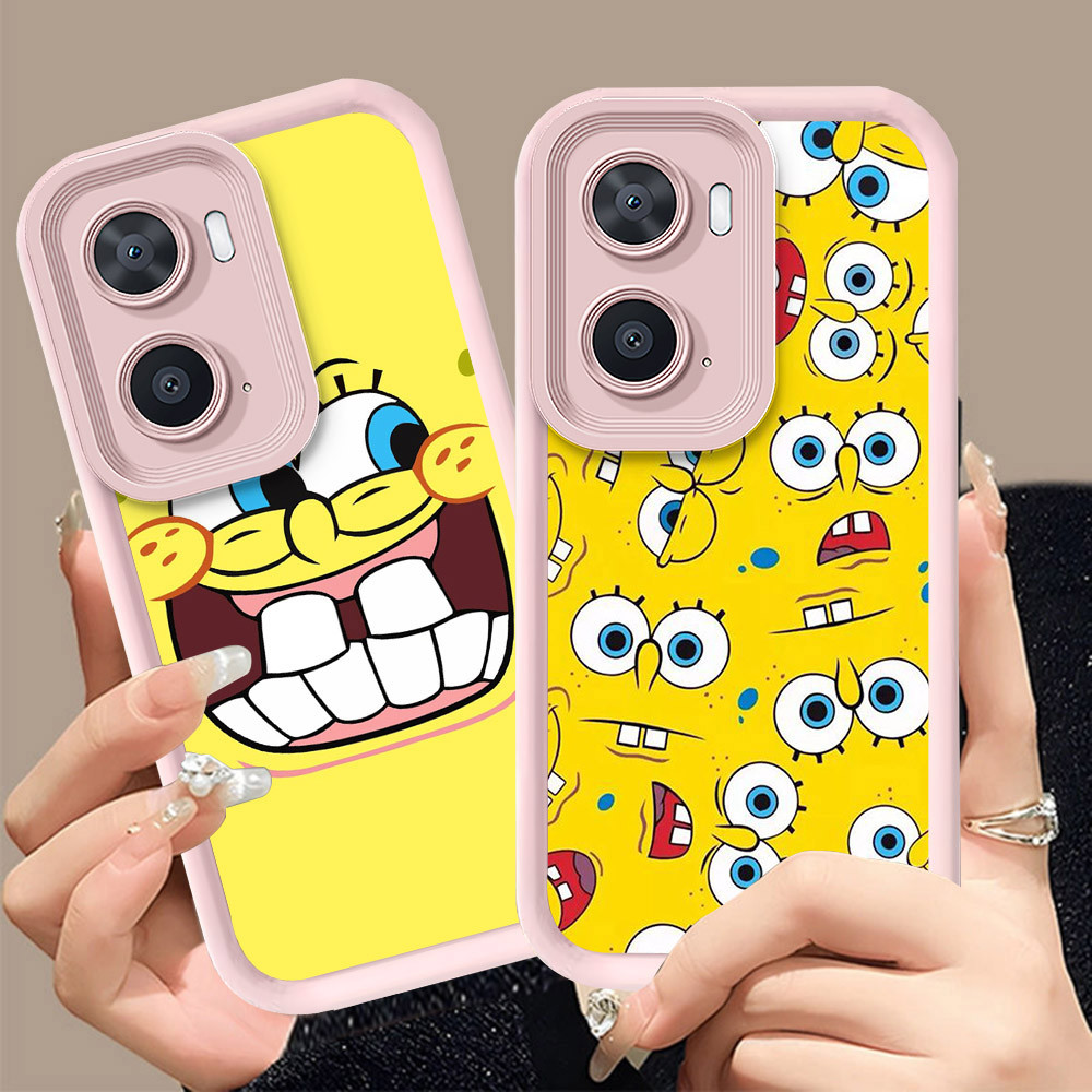 Q-25 SpongeBob ขาวดำเคสโทรศัพท์หรับ VIVO IQOO Z7i Y01A Y02S Y15S Y15A Y16 Y01 ปกสีชมพู