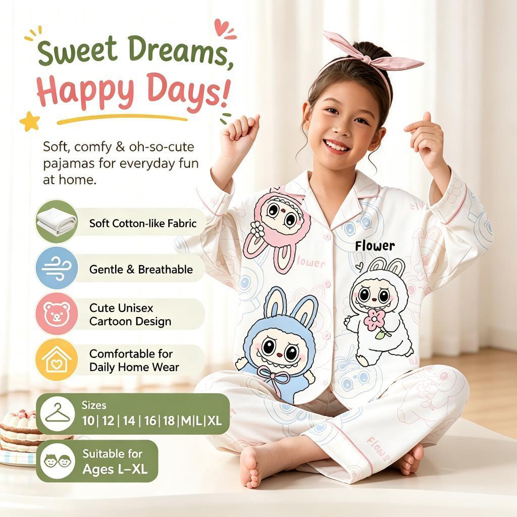 Peter Pan Design Bowknot Polka Dot Pyjamas ชุดนอนหลับสบายเสื้อคาร์ดิแกนคอปกเปิดลงสําหรับนักเรียนชั้น