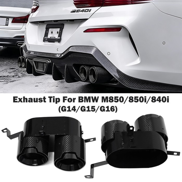 Carbon Fiber Quad Exhaust Tips Muffler Pipe For BMW 8 Series G14 G15 G16 840i 3.0T M850i 850i 4.4T