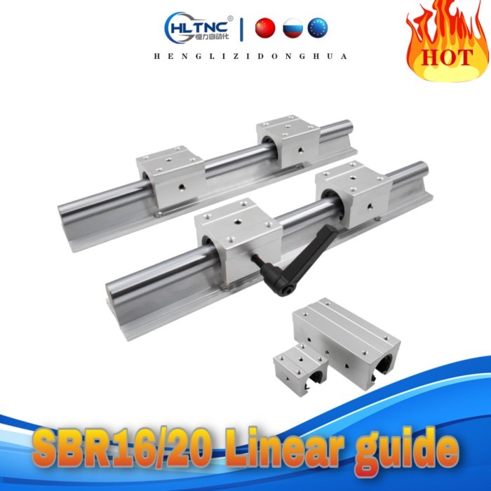 HLTNC SBR linear guide support rail 2pcs SBR16  / SBR20 + 4pcs linear bearing blocks SBR16/20UU / S