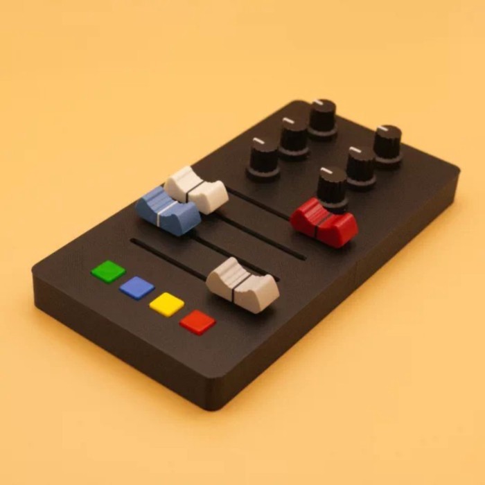 EM-MIDI1 USB MIDI Controller  4 Buttons, 4 Sliders, 6 Knobs, Type-C, Plug & Play for Sound Design,
