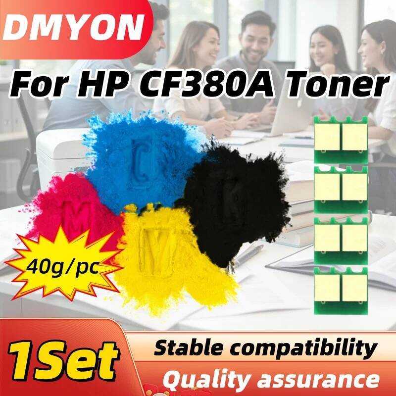 1 ชุด CF380A CF380 CF381A CF382A CF383A ผงและชิปโทนเนอร์สําหรับ Laserjet Pro M476 Series เครื่องพิมพ