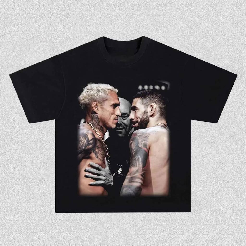 Charles Oliveira Vs Ilia Topuria Faceoff เสื้อยืดผู้ชายผู้หญิง Fighters Graphic Tee Casual Cotton