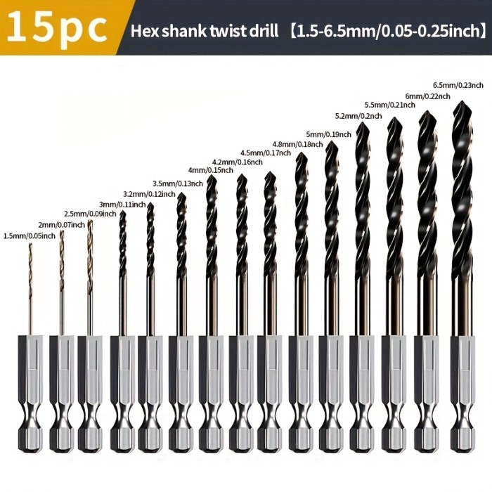 5PC 1.5mm-6.5mm Cobalt Coated Twist Drill Bit Set HSS M35 Gun Drill Bit For Wood/Metal Hole Cutter